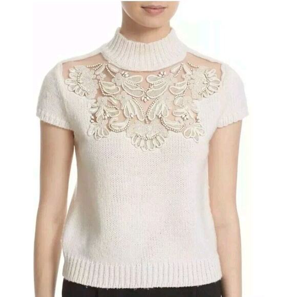 Alice + Olivia Sweaters - Alice + Olivia Carla Embellished Applique
Jumper Sweater